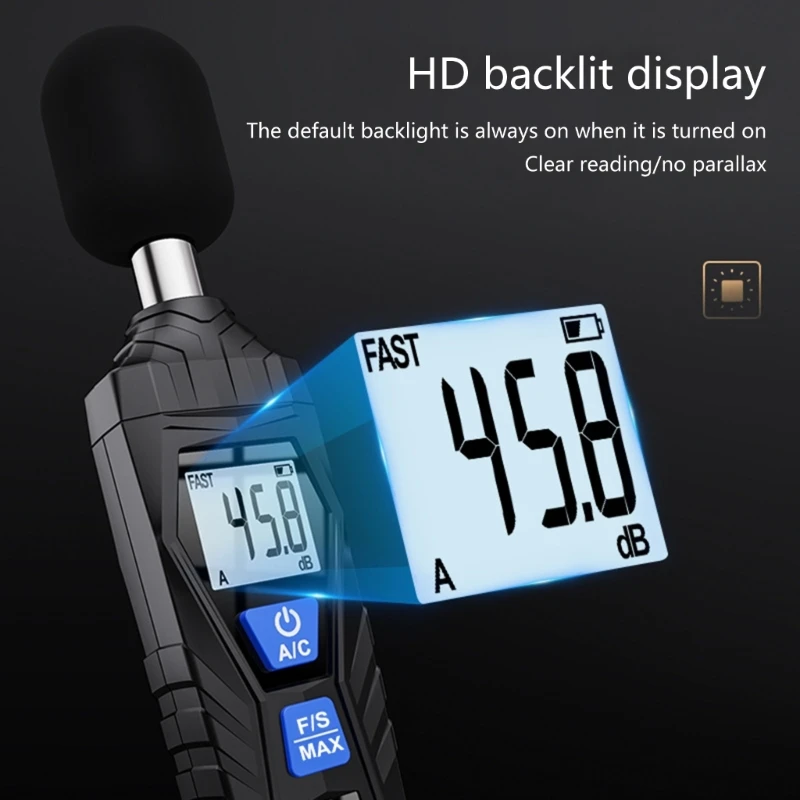 co530 LCD 백라이트/최대 홀드/감도 조정 기능이 있는 디지털 사운드 레벨 미터