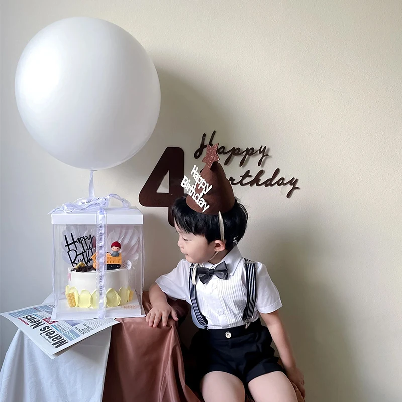 Retro Zahlen 0-9 Alles Gute zum Geburtstag Kuchen Wandaufkleber Creme Farbe Luftballons Geeignet Erwachsene Kinder Baby Erster Geburtstag Party Dekoration – Detail 8