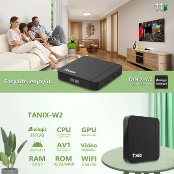 Tanix W2 Android 11 TV box Amlogic S905W2 2GB 16GB 2.4G/5G Dual Wifi BT Media player Set Top Box VS Tanix X4 Box 2