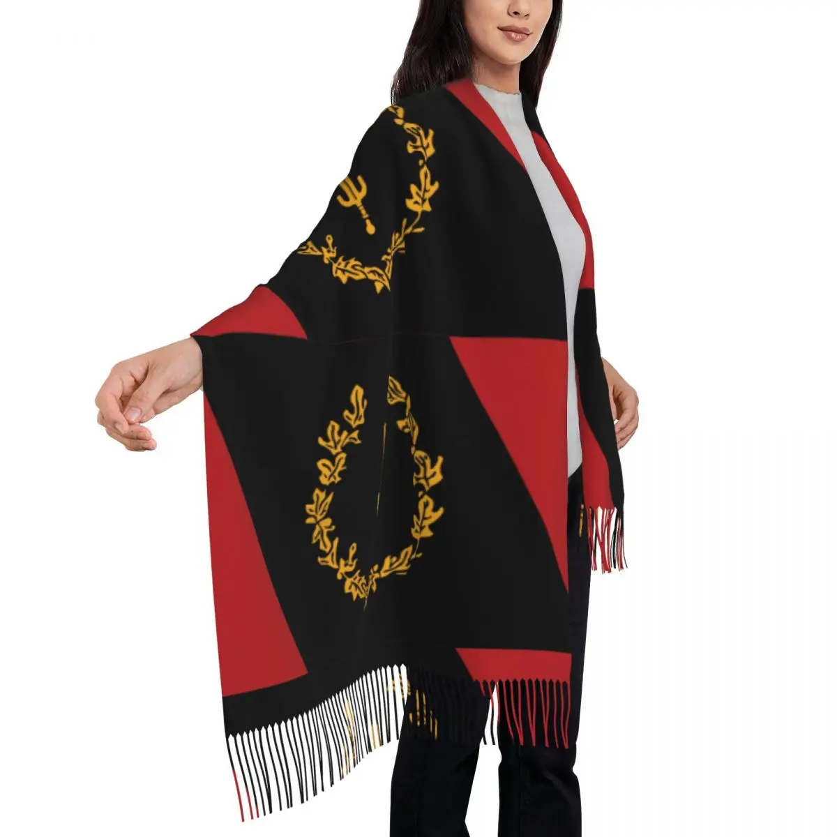Black American Heritage Flag Women's Pashmina Shawl Wraps Fringe Scarf Long Large Scarf 2