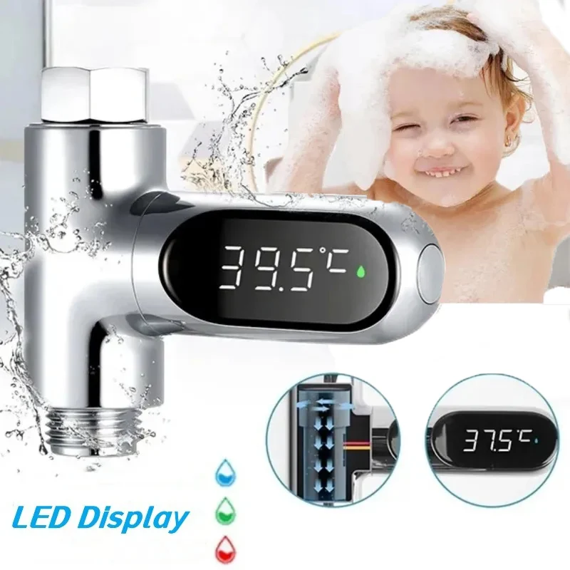 

2024 LED Display Digital Shower Thermometers ℃/℉ Bath Temperature Monitor 360° Rotatable Water Thermometer for Baby Shower