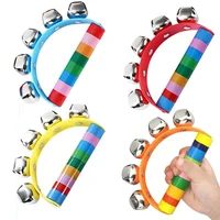 1Pc Christmas Sleigh Bells Jingle Bells Musical Bell Instrument Wooden Handle Bells Toys for Kids Christmas Gift for Boys Girls 1