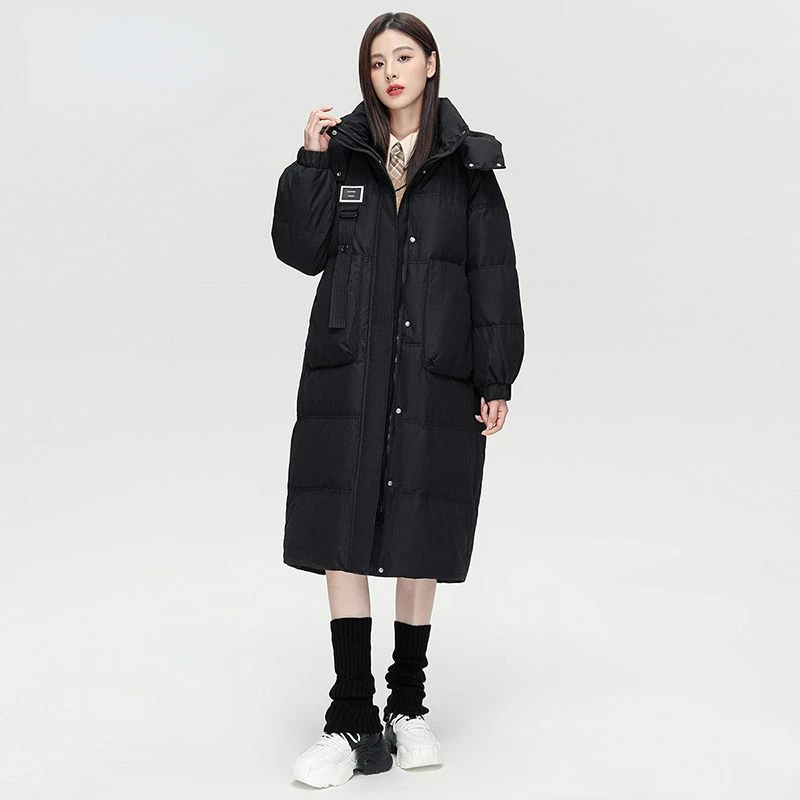 Women's Thick Overcoat Down Big Pocket Jacket Autumn Winter Parkas New Windproof Hooded Outwear Fashion Mid-length  Warm Coat
