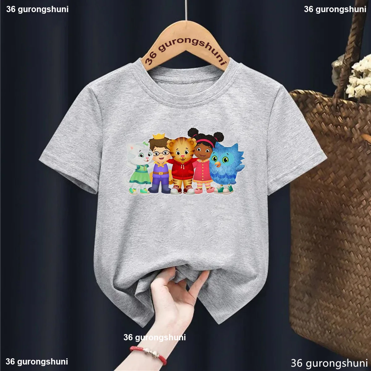 New Boys Tshirt Cute Daniel Tiger’S Neighborhood Cartoon Print Girls T-Shirt Summer Harajuku Kidst Shirts Blue Tops Wholesale 3