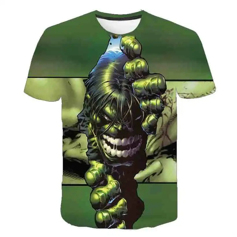 Classic Marvel Hero Hulk 3D Printed Kids T-shirt Top Daily Casual Boys and Girls Round Neck Short Sleeve 3