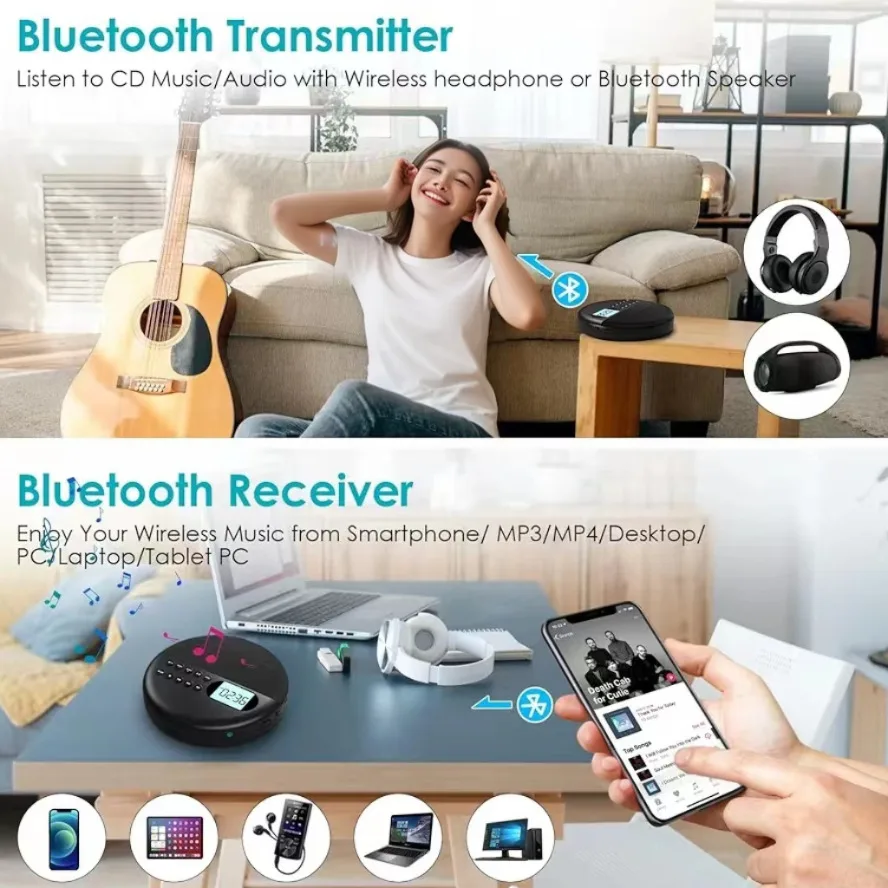 Portable cd player Portable Personal CD Player and MP3 Player Anti Skip Protection dual Stereo Speaker play speed adjust player walk man