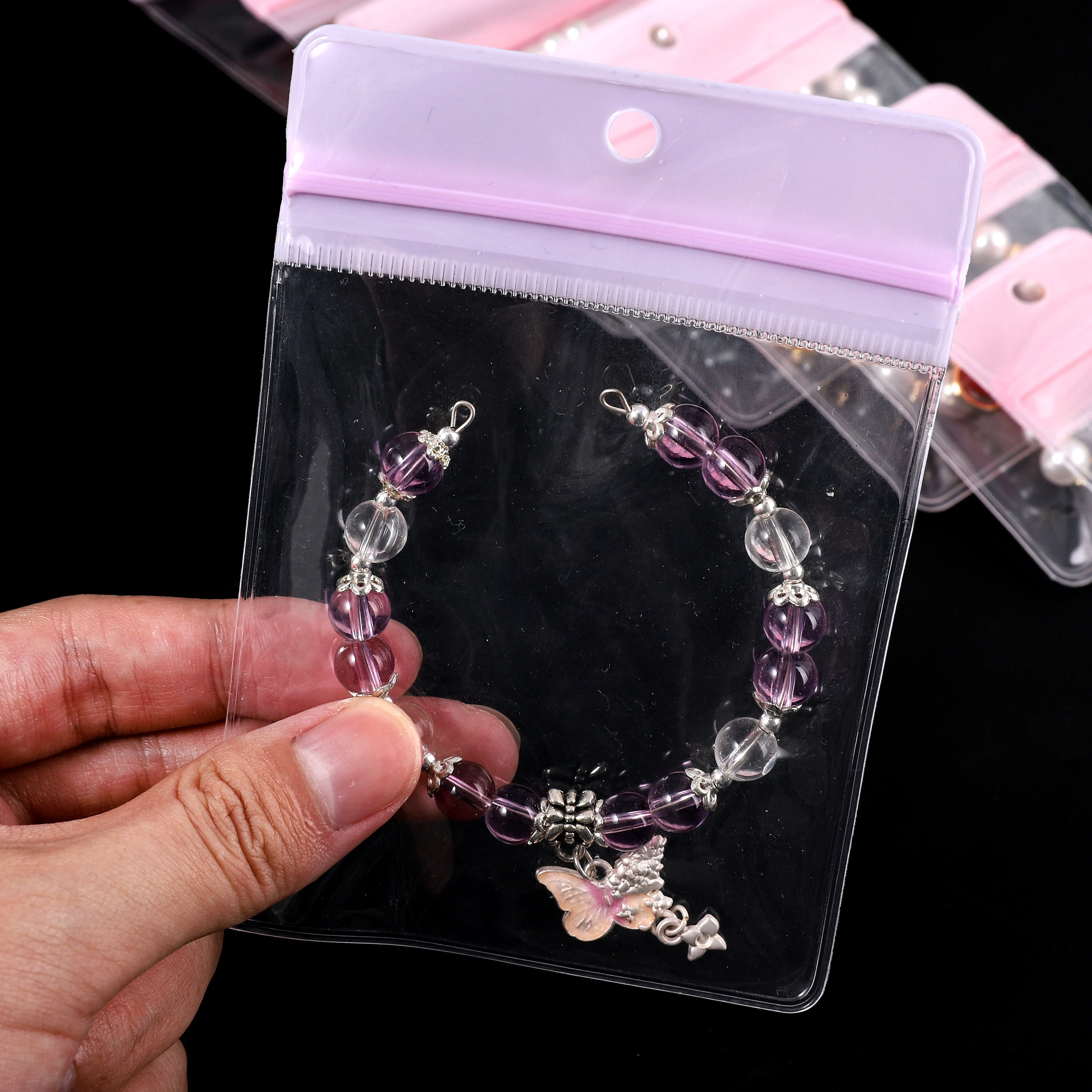 10Pcs Multi Size EVA Hang Hole Self Seal Packaging Bags Jewelry Organizer For Earrings Bracelet Storage Display Gift Packaging