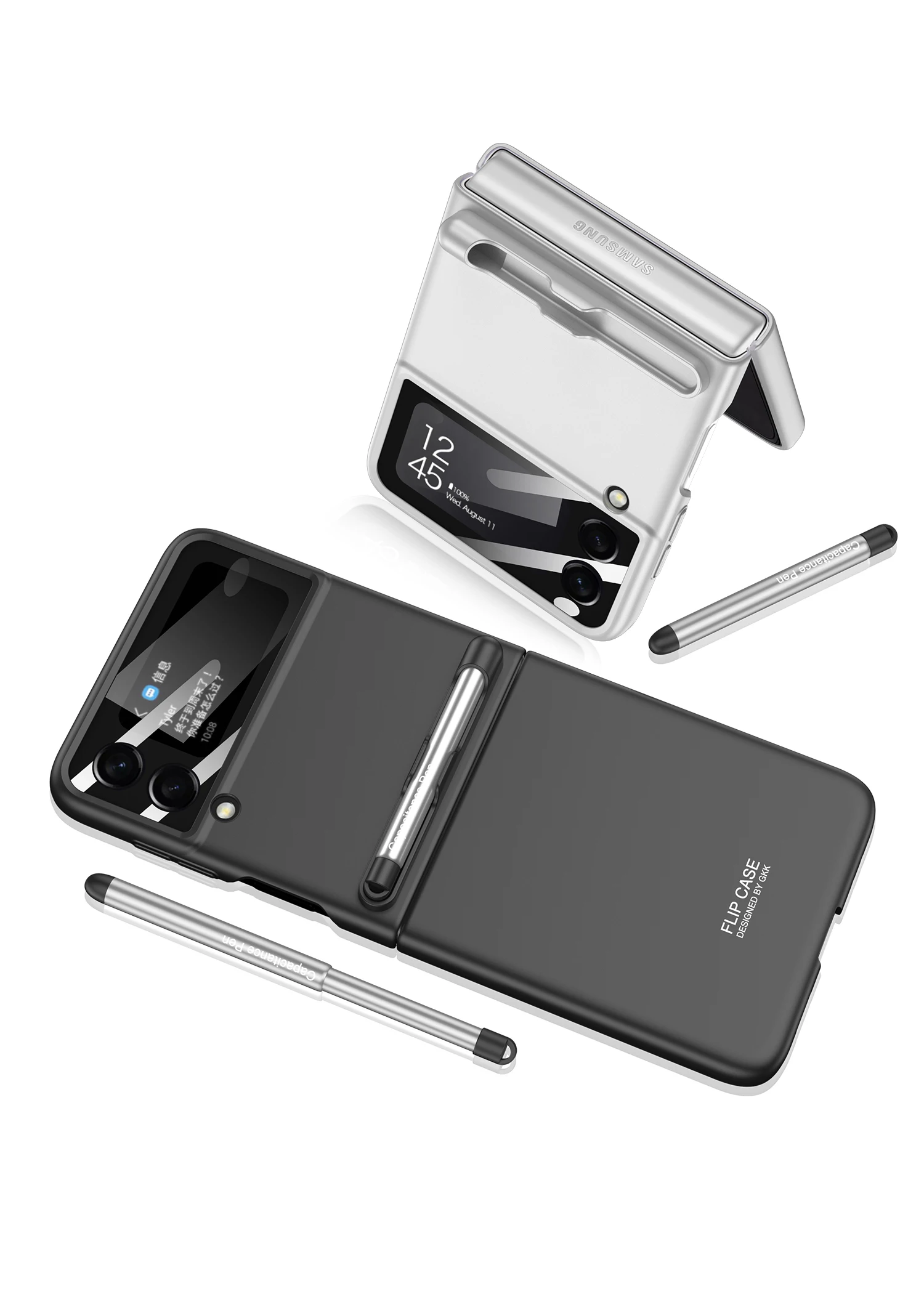 samsung z flip3 case Case With Capacitance Pen for Samsung Galaxy Z Flip 3 Flip3 5G 2022 Case with Pen Slot Camera Lens Glass Full Protection Fundas case for samsung z flip 3