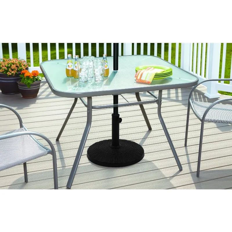 22lb Black Round Coated Resin Patio Umbrella Base, Holds Patio Umbrellas Securely 3