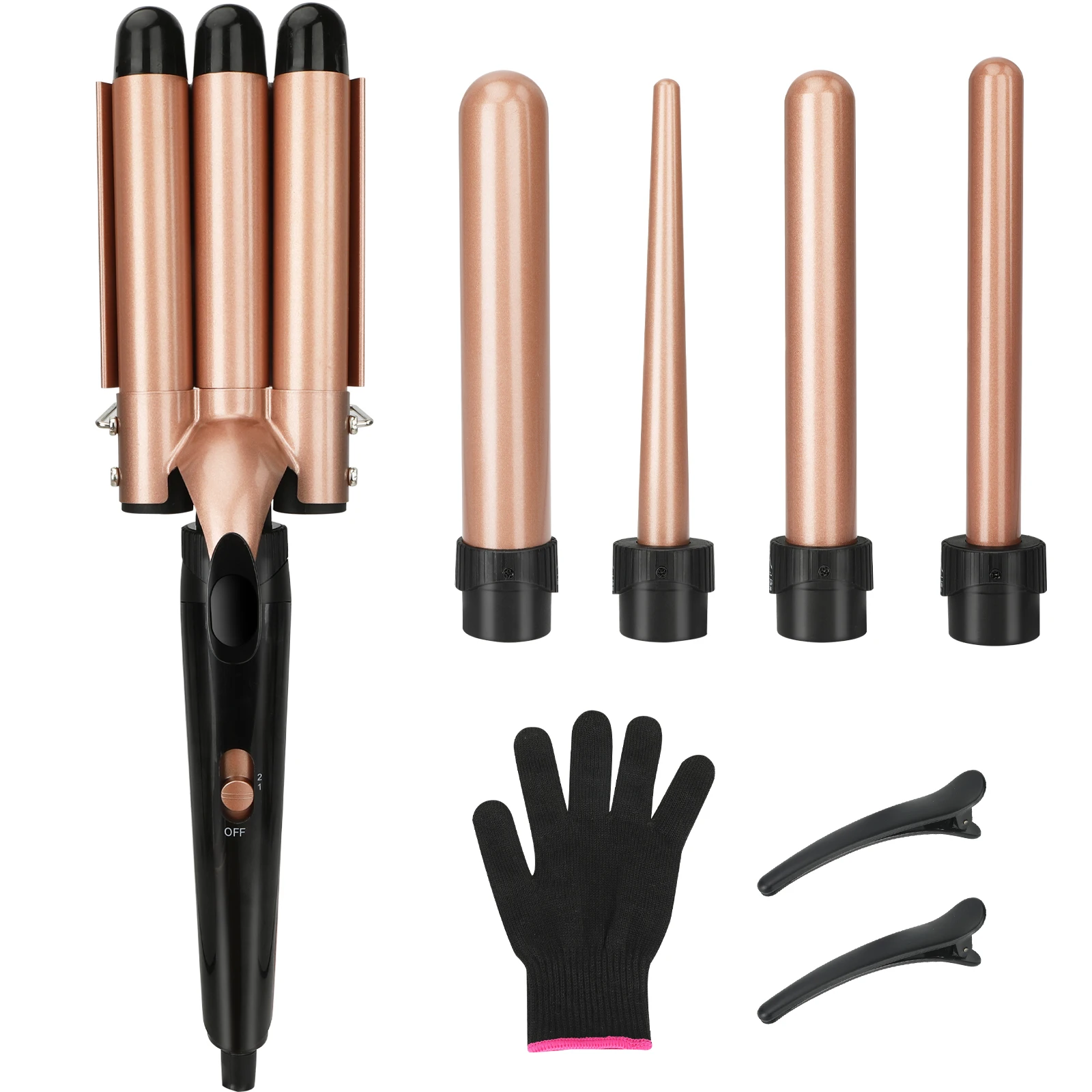 5 in 1 Electric Heating Hair Curler Professional LCD Display Hair Wand Curler for Women and Men Salon