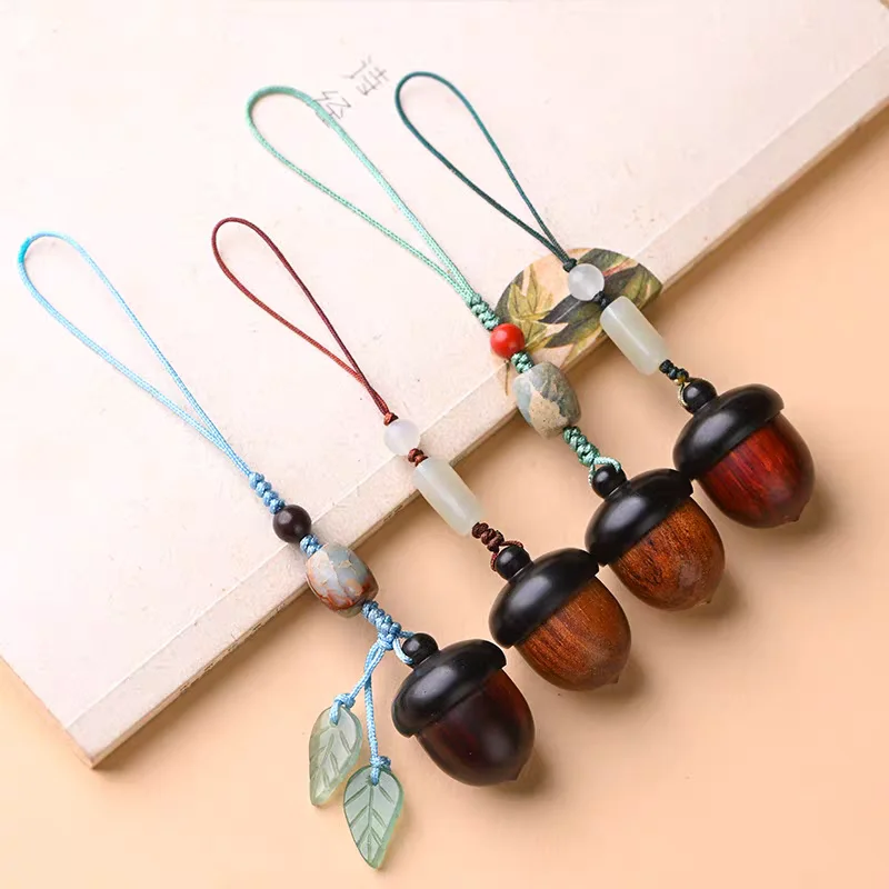 Solid Wood Pill Storage Box Acorn Pendant Mini Portable Capsule Organizer Weekly Medicine Pill Case Outdoor Home First Aid Tools