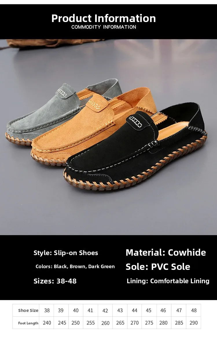 Suede Leather Men's Soft Casual Slip-On Moccasins Top Angled View