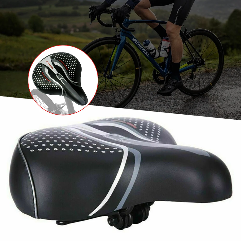 Electric Bike Suspension PU Leather MTB Bike Seat Suspension Comfort Bicycle Saddle Cushion Shock Absorbing Soft Cycling Saddle