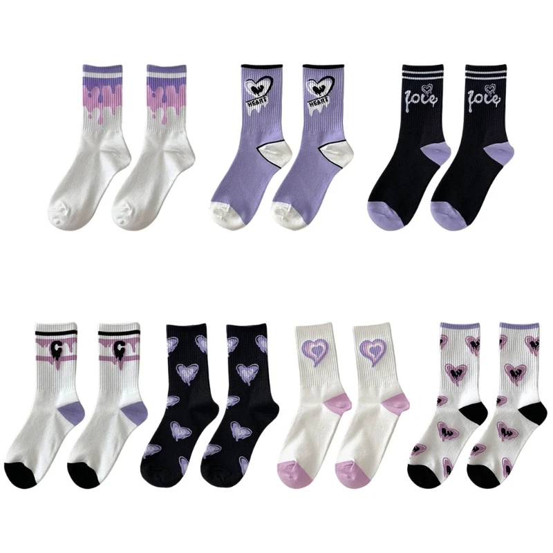

Love Print Socks Women Socks Female Spring Summer Fried Street Middle Tube Socks T8NB