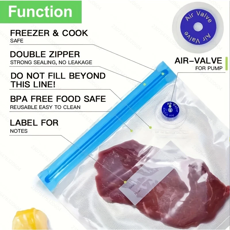 Reusable Vacuum Food Storage Bag Set - 27 Pieces: Durable, Food-Grade, Multi-Size Bags with Clips
