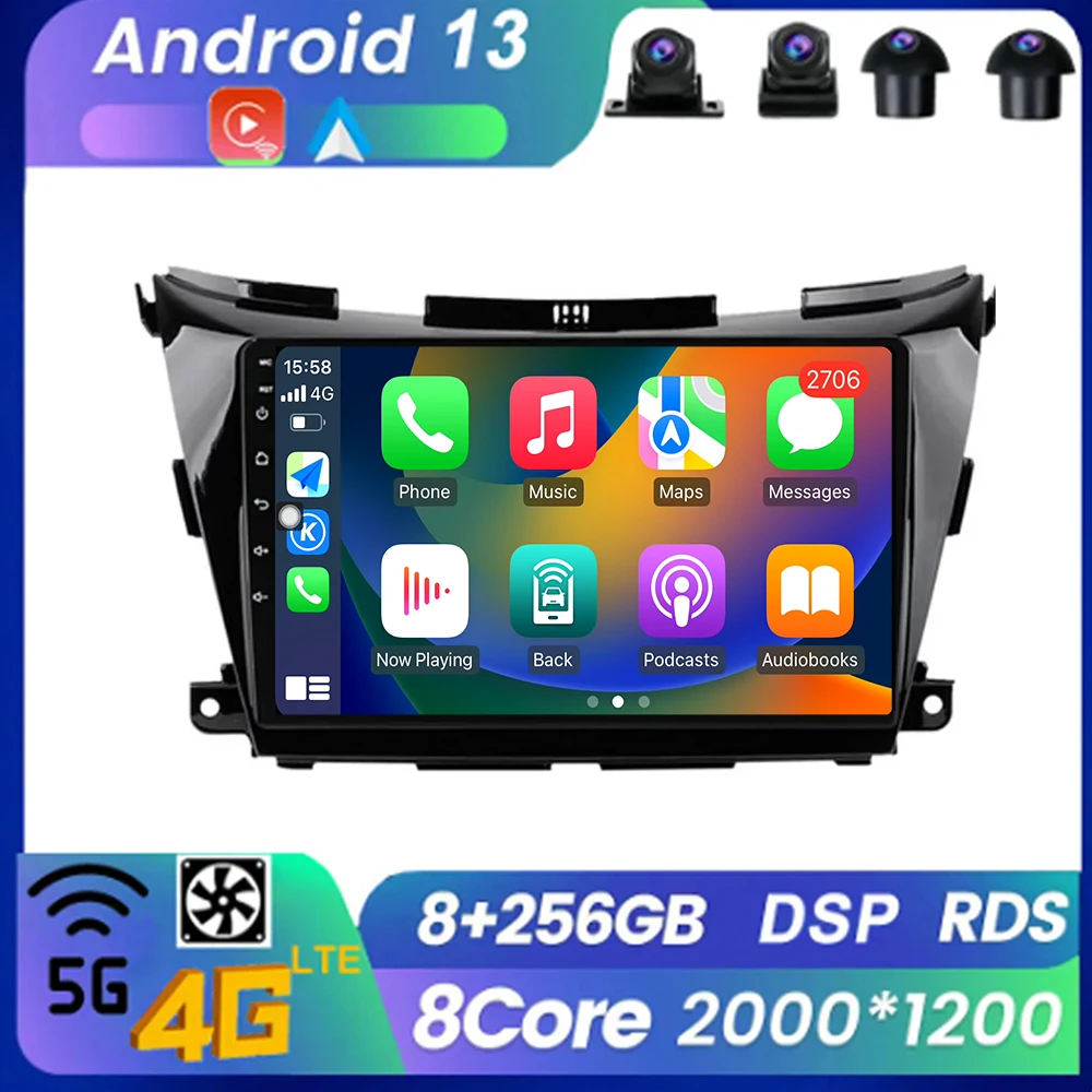 

Autoradio Wireless Carplay Multimedia For Nissan Murano Z51 2008 - 2016 Radio Bluetooth WIFI Android 13