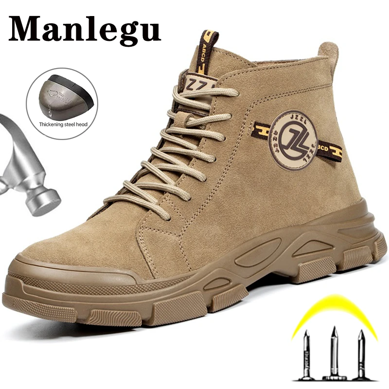 Botas trabajo antideslizantes para hombre, zapatos de seguridad indestructibles con punta de acero, antigolpes|Botas de seguridad y de trabajo| - AliExpress