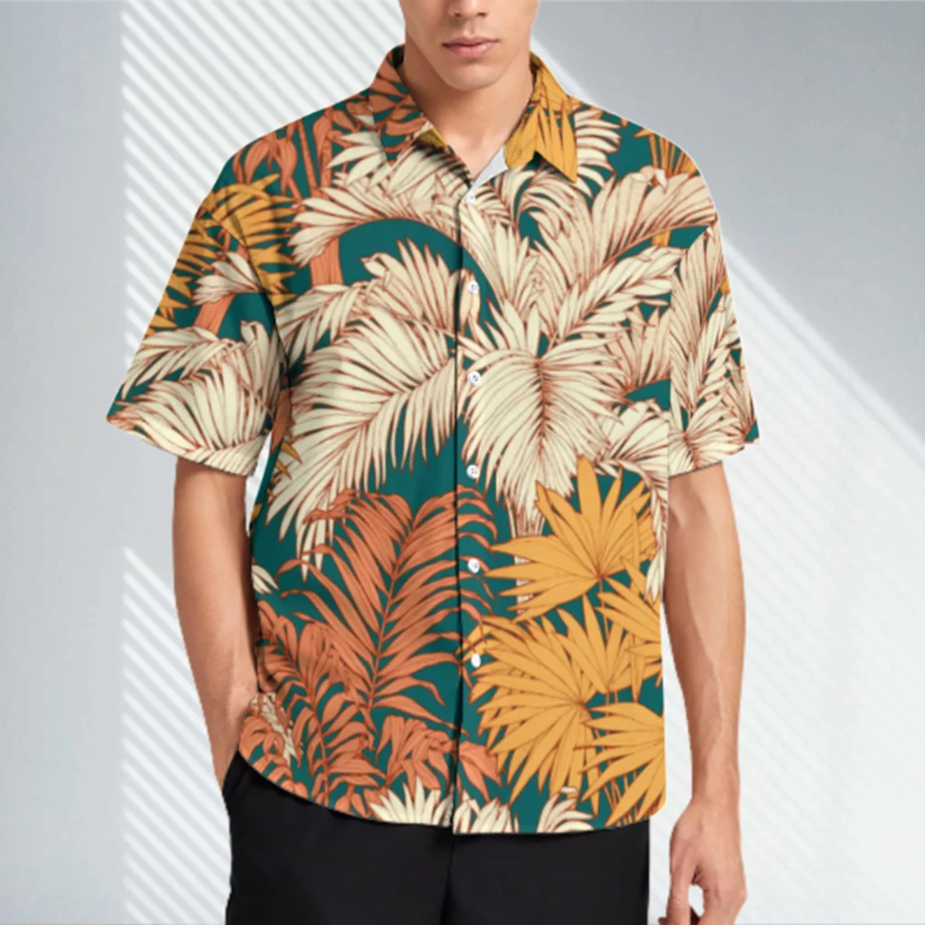 

Hawaiian floral shirts for men and women, short-sleeved fashionable beach shirts, couple jackets, men's 2024 new prints