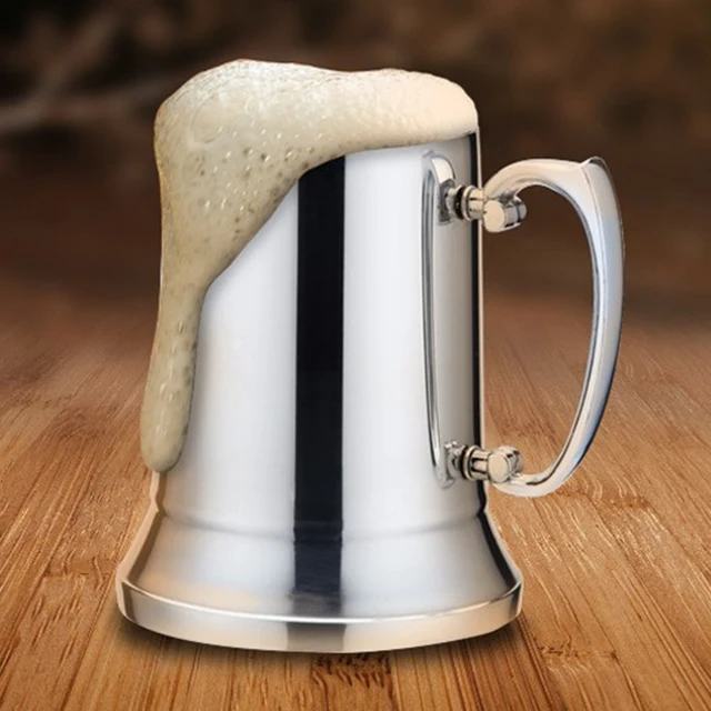 Tankard Stein Double Wall Rozsdamentes Acél Sör Bögre Koktél Reggeli Tej Bögrék Kézfogás Kávéscsészével 560Ml - Image 2