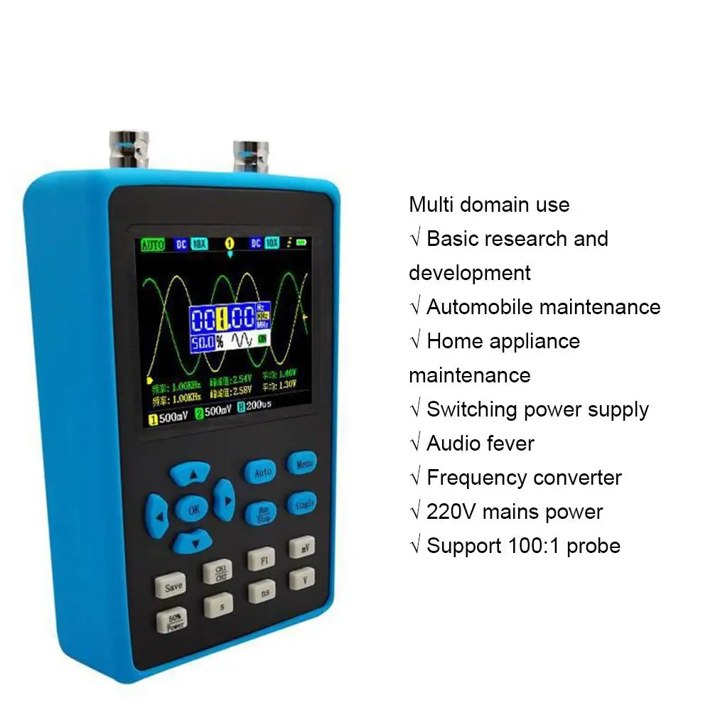 DSO2512G 120M Bandwidth 500MSa/s 2 In 1 Dual Channel Oscilloscope 10mV Minimum Vertical Sensitivity FFT Spectrum Analysis