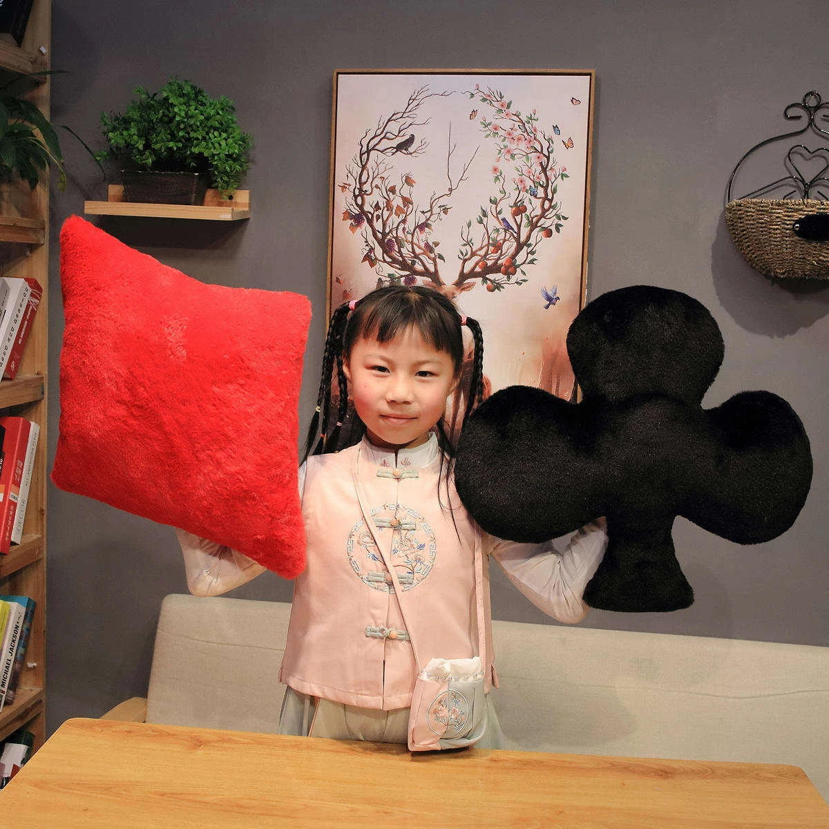 1pc Poker Cards Plush Pillows Stuffed Red Heart Diamond Black Spade Club Soft Decorate For Sofa Chair Bed 6