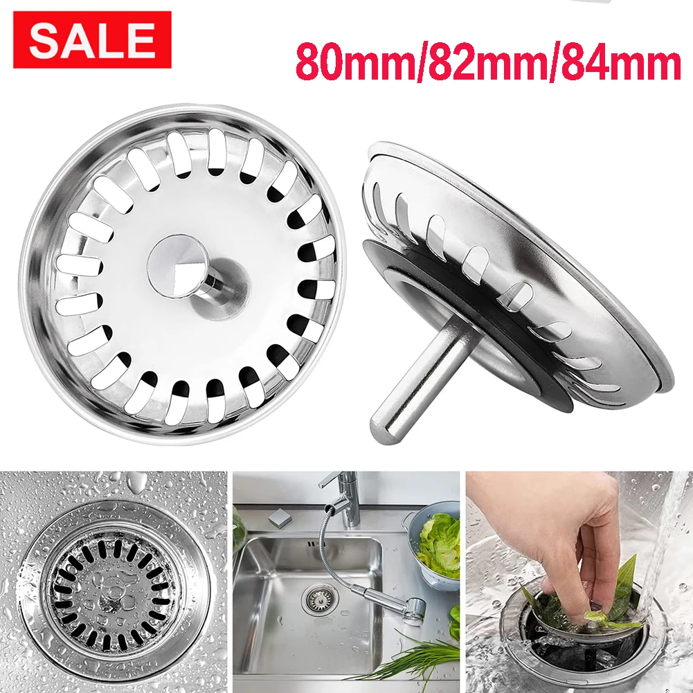 Stainless Steel Waste Plug Bath Tubs Basin Sink Strainer Replacement Bathroom Kitchen Part 80mm/82mm/84mm цена и фото