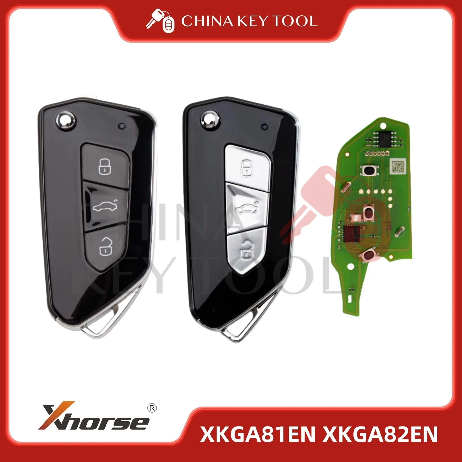 Xhorse XKGA81EN/XKGA82EN All Black GA08 Style 3 Buttons Wire Remote Key 5pcs/lot