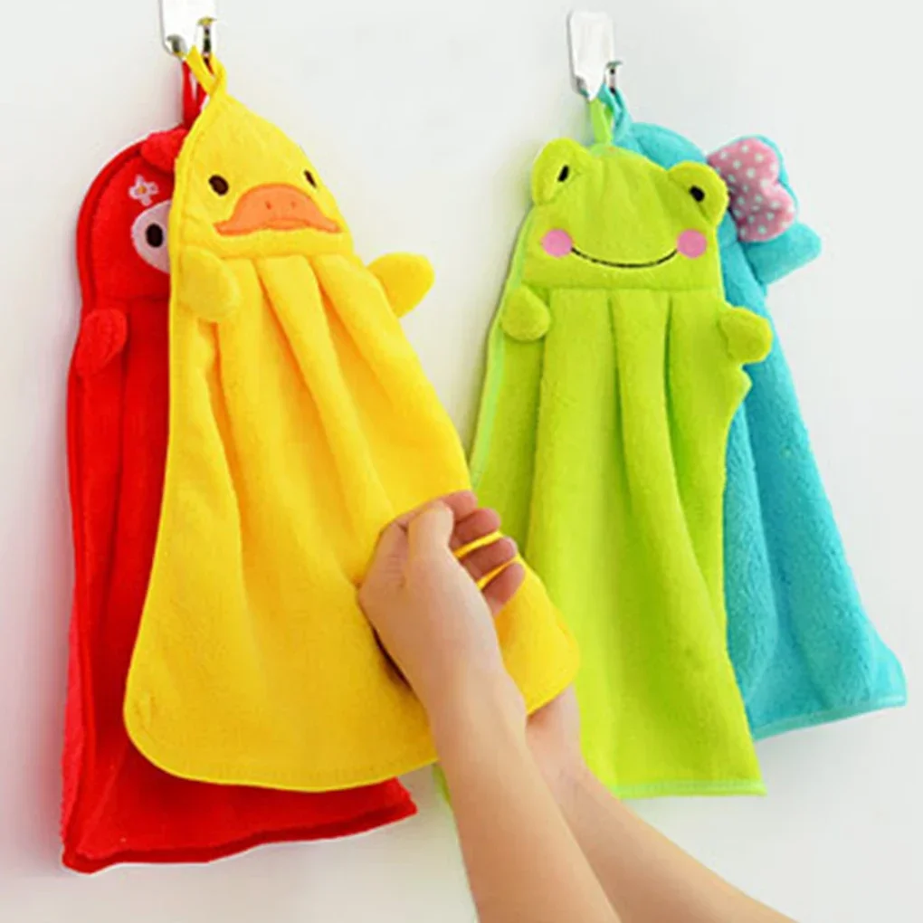 Lovely Cartoon Children Microfiber Hand Dry Towel For Kids Soft Plush Fabric Absorbent Hang Towel Kitchen Bathroom Bath Wipe