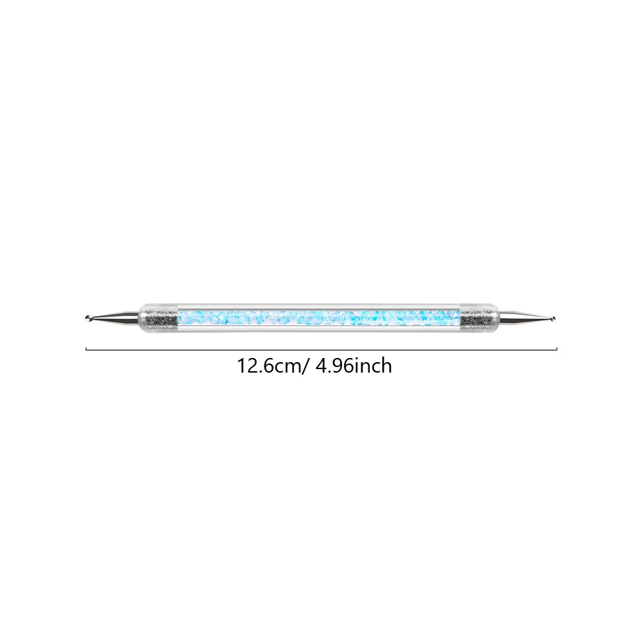 Nail Art Tools 5Pcs Double-ended Nail Dotting Pen with Rhinestones Handle Dotting Gems Picker