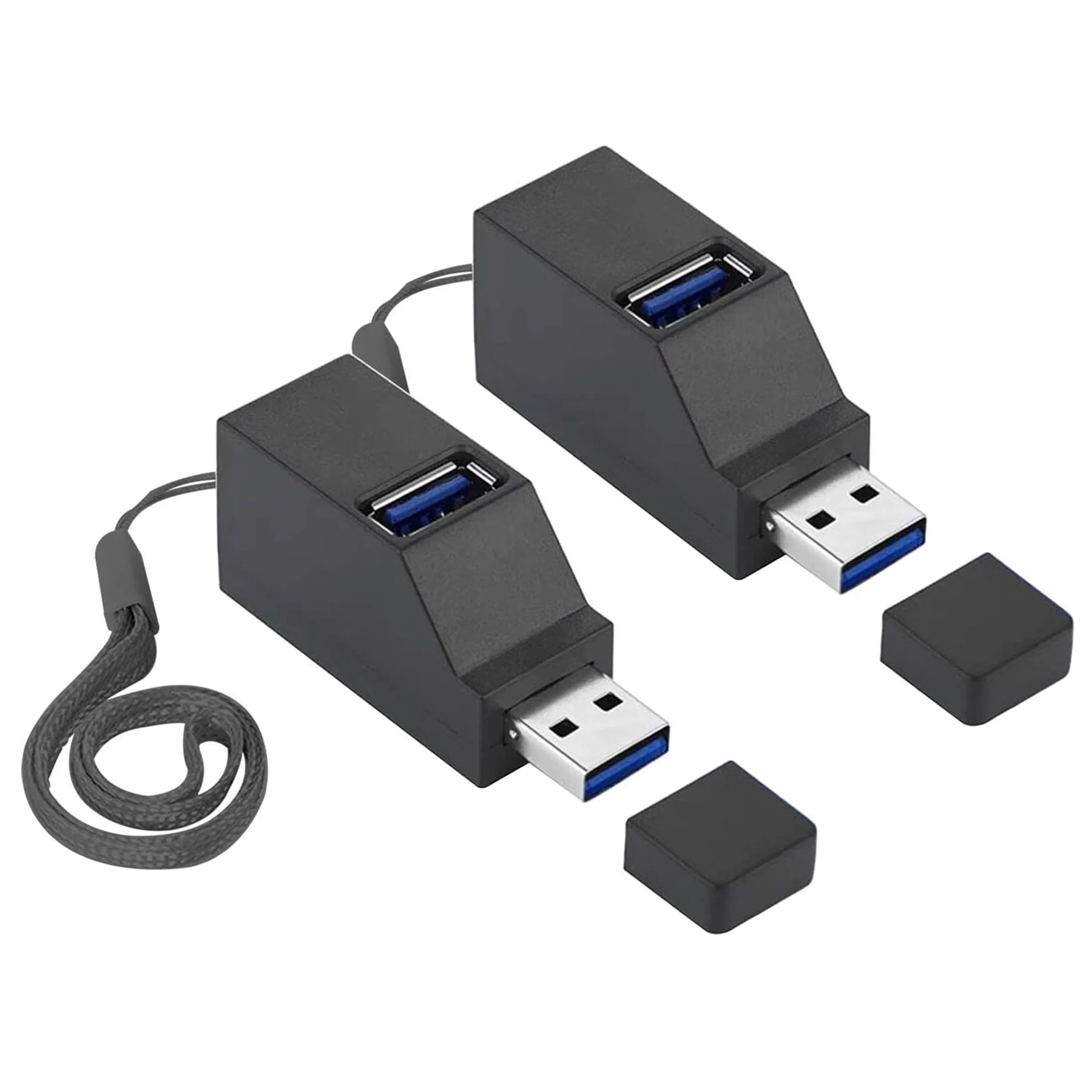 2pcs USB 3.0 Hub, Fanshu 3 Port Mini Portable Fast High Speed Bus Powered Data USB Hub Transfer, Splitter Box Adapter Expansion