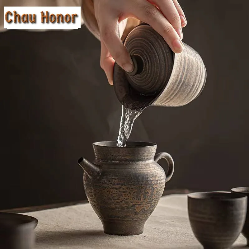 150ml Handmade Thin Tire Iron Rust Glaze Gaiwan Japanese Anti Scalding Tea Tureen Tea Maker Cover Bowl Cha Drinkware Collection