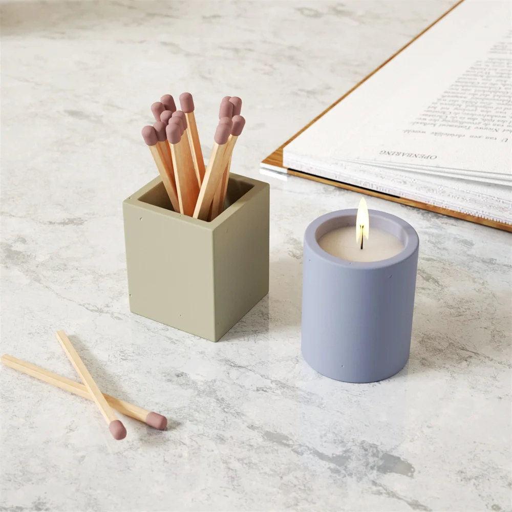 Cement Matchstick Holder Molds Candle Holder Silicone Cement