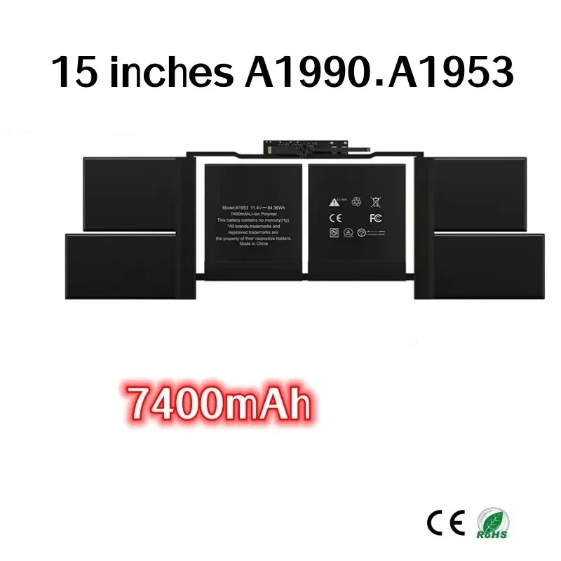 

7400mAh for Apple Laptop Battery MACBOOK PRO 15 Inches A1990 A1953 Laptop Battery