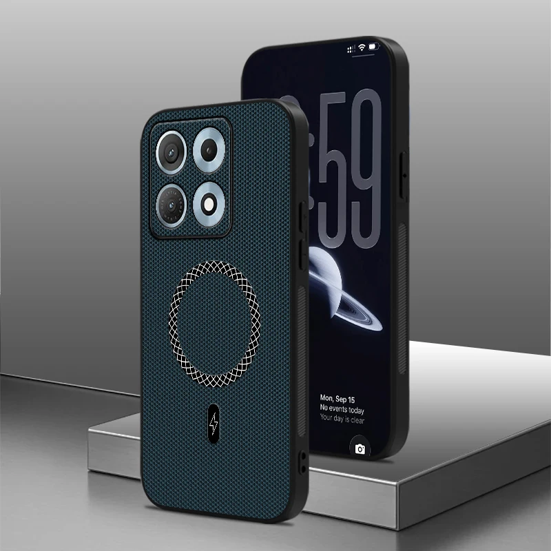 Business Triangular Texture Magnetic Shockproof Leather Anti-slip Phone Case