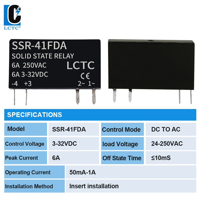 รูปสินค้า รีเลย์ SSR ควบคุมไฟฟ้า DC 3-32V 6A ตัวเล็ก ปลอดภัย