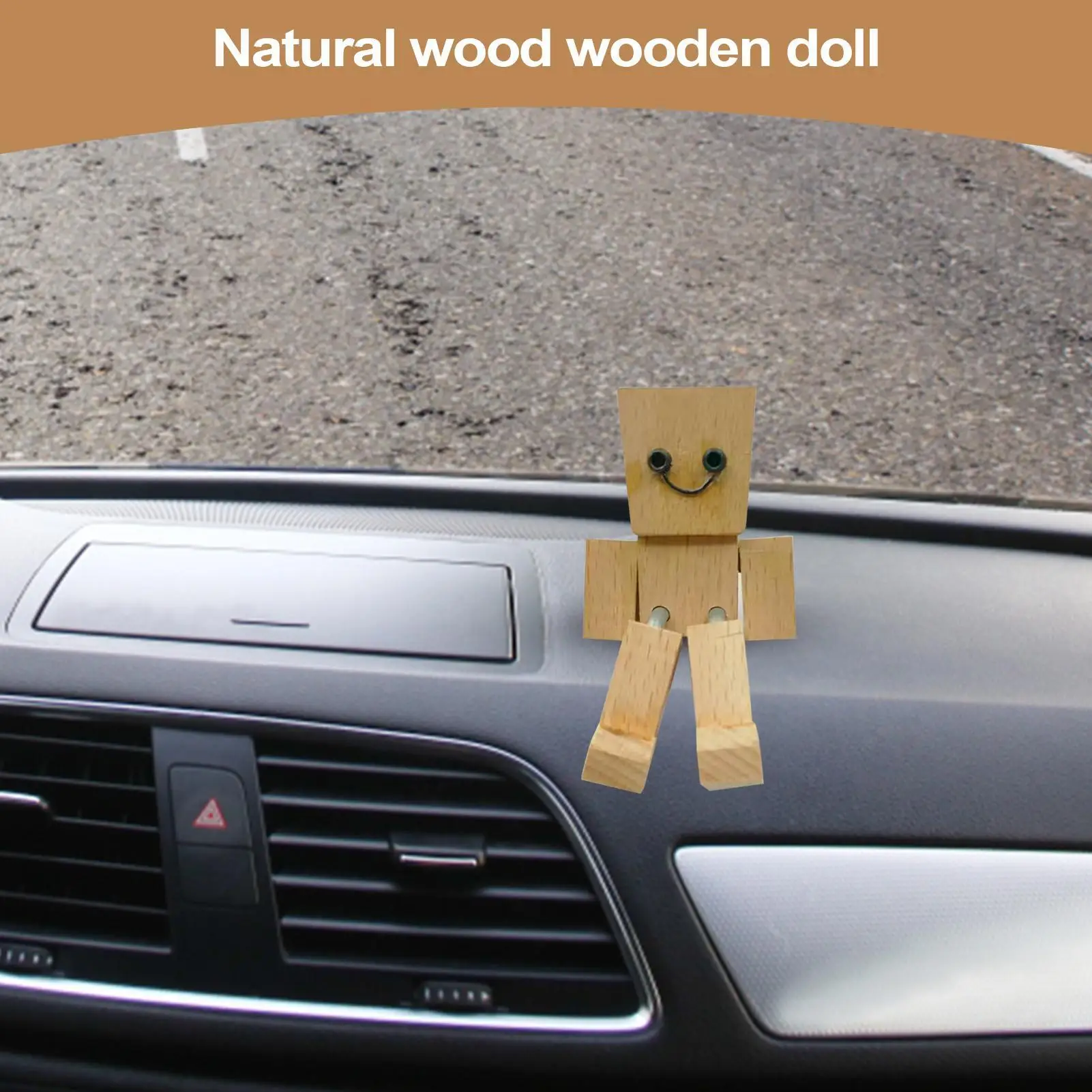 Magnetic Figurine Shaking Wooden Man Dashboard Decoration Auto Cute Interior Ornament Shaking Feet Wooden Doll Desktop Decor