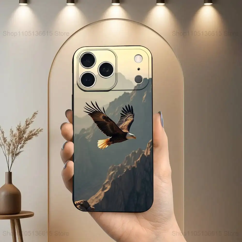 Sleek Black Eagle Design Soft Silicone Phone Case