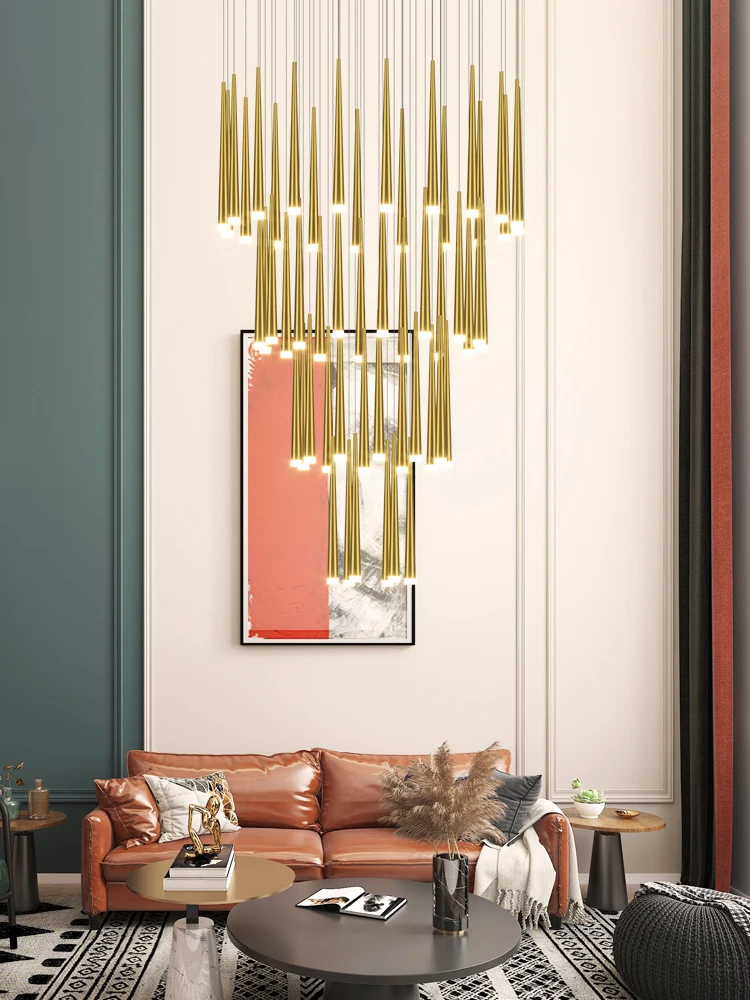 

Staircase Rotary Chandelier Modern Simple Villa Living Room Duplex Building Minimalist Art Creative Design Apartment Nordic Lamp
