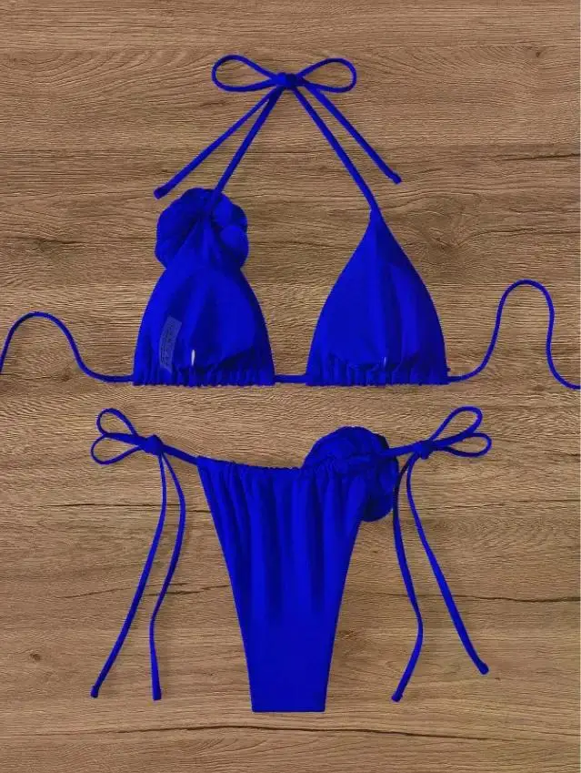 Sexy Bikini with 3D Flowers - Tie detail
