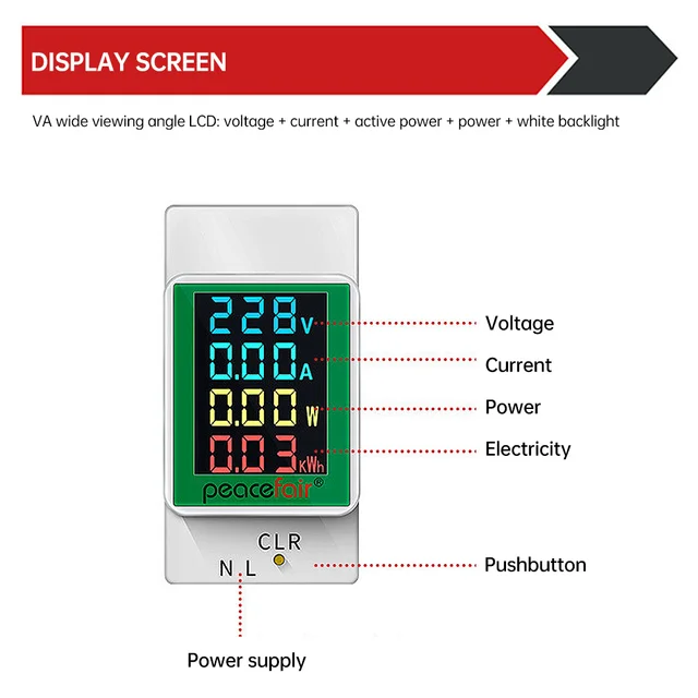 Amperometro 12v DC8-100V LCD Digale Volt Watt Misuratore Di Potenza Srm Powermeter