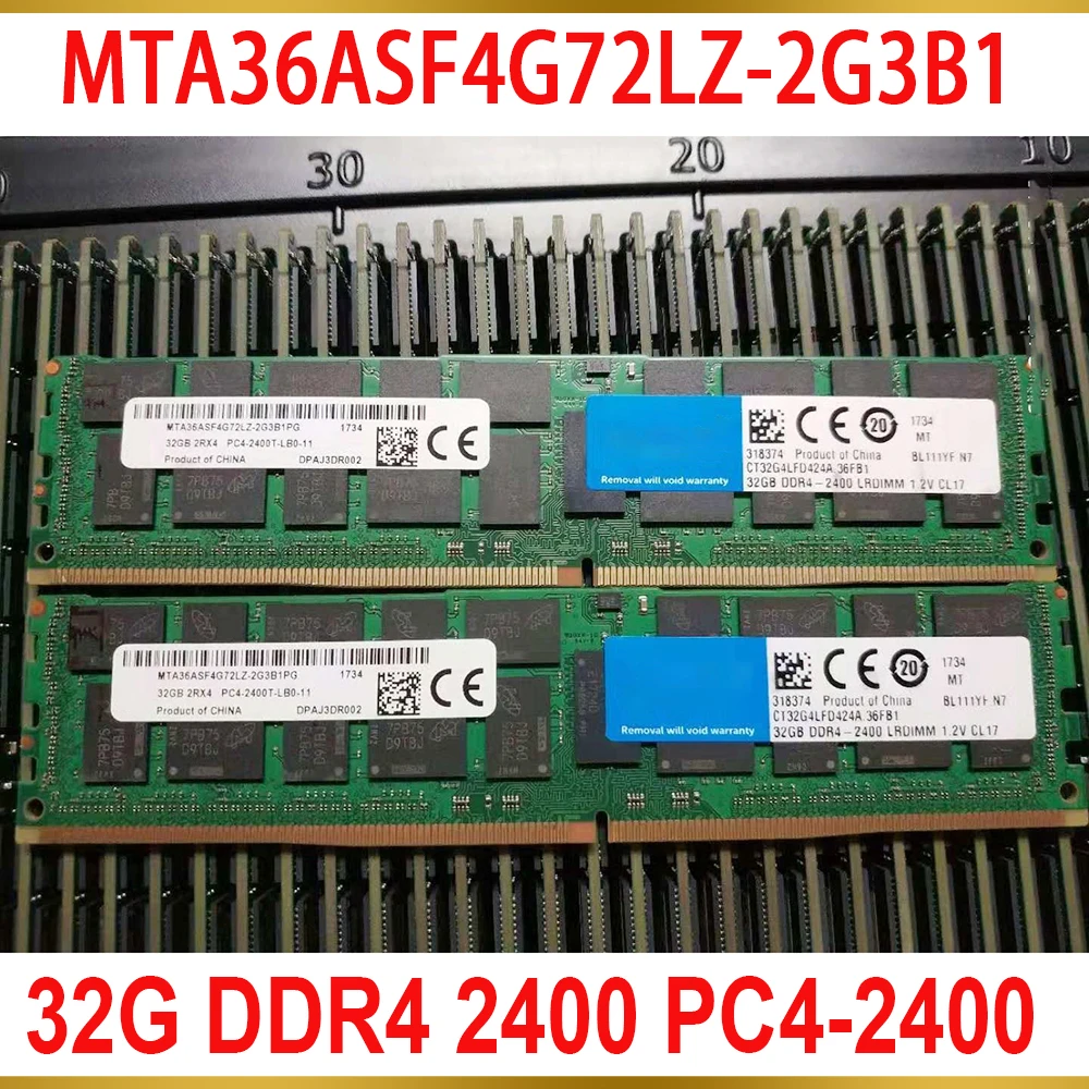 1Pcs For MT RAM 32GB 32G DDR4 2400 PC4 2400 2RX4 ECC LRDIMM Memory MTA36ASF4G72LZ 2G3B1