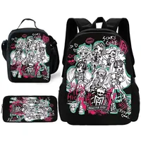Monsters High Child School Backpack, Lunch Bags ,Pencil Bags ,School Bags for Boys Girls Best Gift