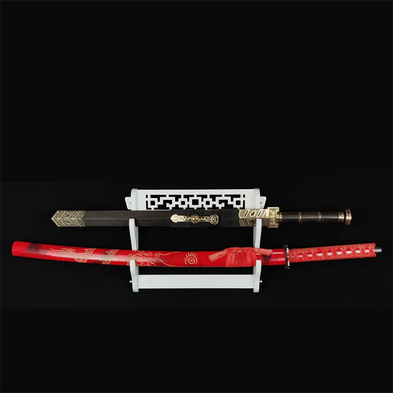 White Sword Holder Wall Mount Samurai Sword Stand Display Katana Wakizashi Tanto Wall Hanger Rack sword display rack