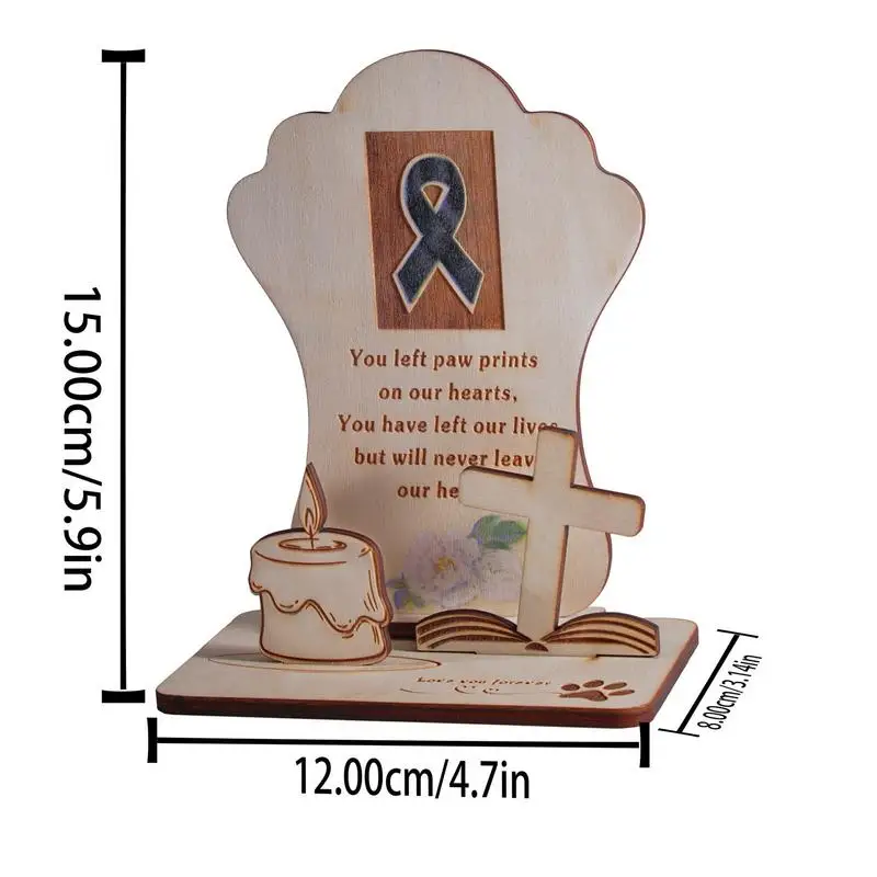 Pet Memorial Altar Decorations Wooden Grave Ornament Dog And Cat Remembrance Altar Decorations For Home Patio Grave Yard