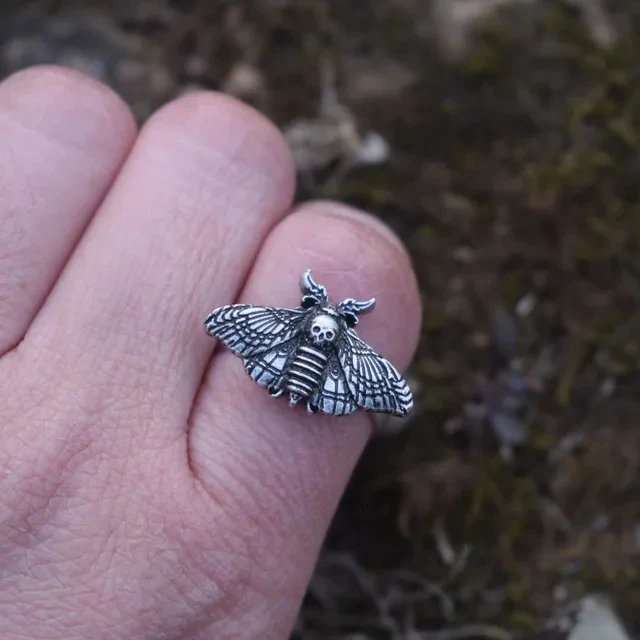 Vintage Adjustable Fashion Witchy Deaths Head Moth Butterfly Ring Insect Insects Jewelry Accessories Gathering Gift For Women 3
