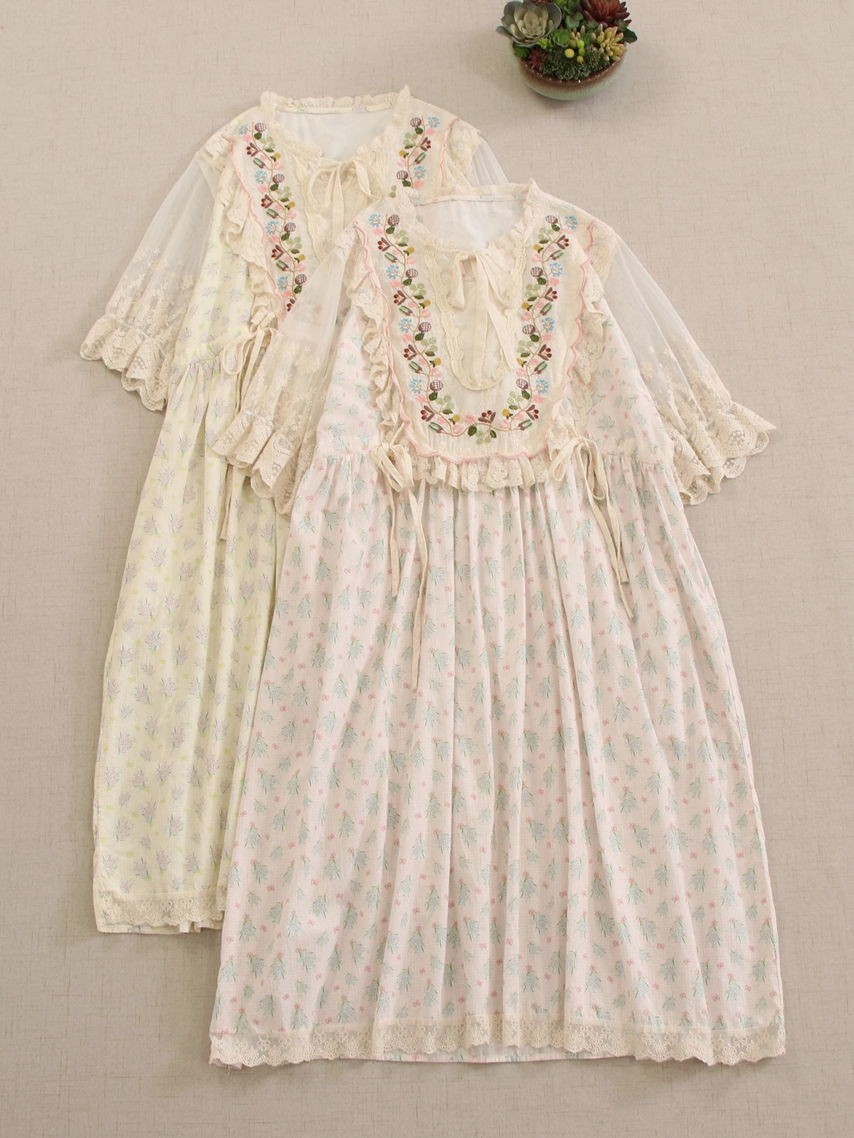 

Summer Sweet Embroidered Dress Women Half Sleeve Floral Dress 923-29