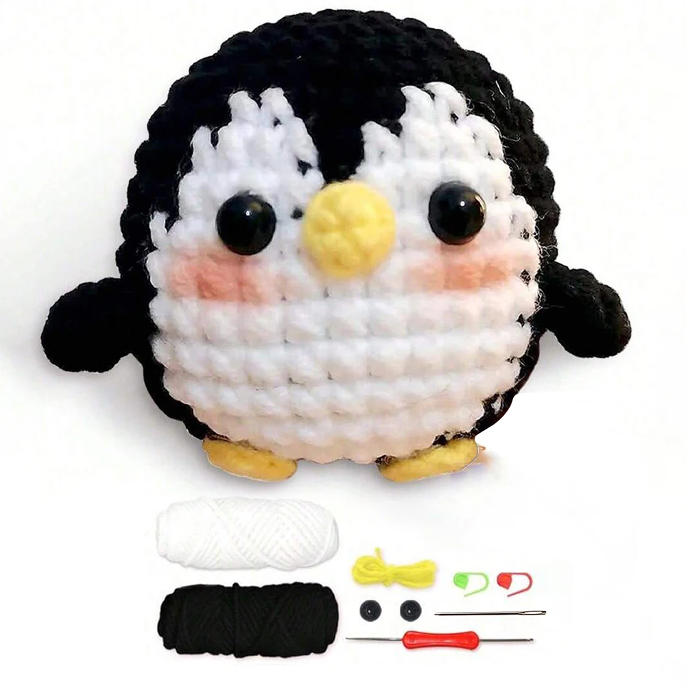 Penguin Crochet kit, Beginner Crochet Material Pack, Animal Kit, Birthdays and Christmas and Mother's Day Gift, Beginner Crochet