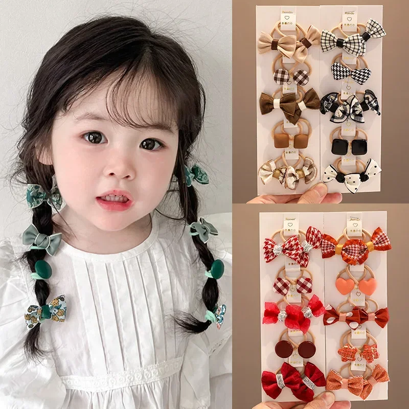 10Pcs New Children's Rubber Band Does Not Hurt and Has Good Elasticity. Baby Tie Hair Headband Girls Bow Headgear