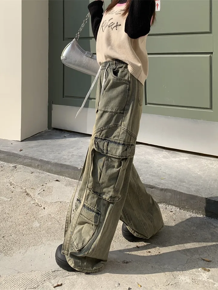 Casual lange cargobroek voor dames, baggy broek, Y2K track