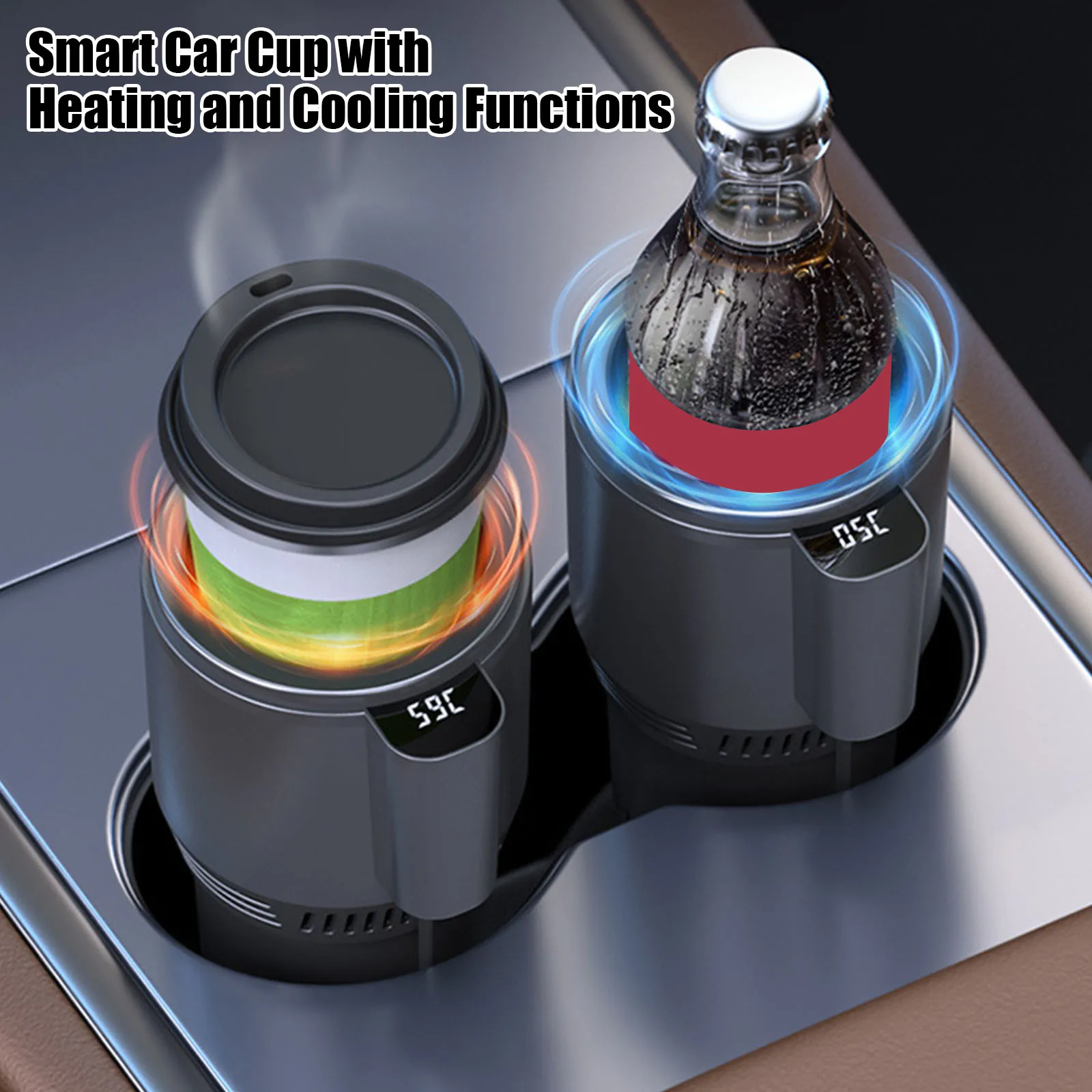 휴대용 2 in 1 12V 스마트 자동차 컵 홀더, 커피, 젖병, 물, 차, 음료에 적합한 범용 자동차 텀블러 홀더